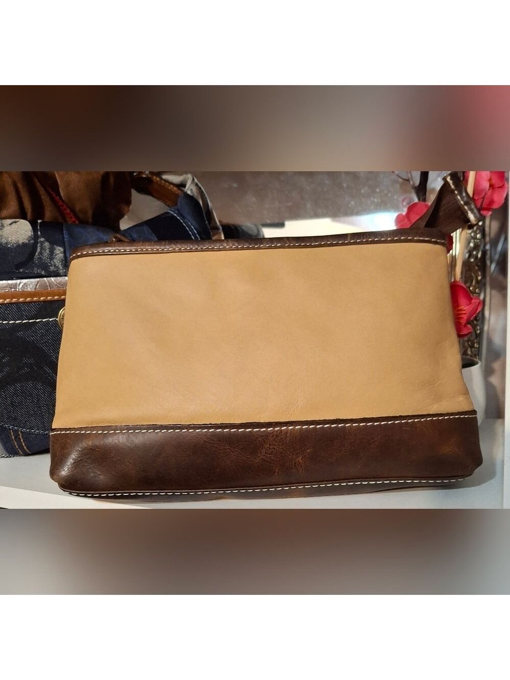Latico Tan and Brown Leather Wristlet